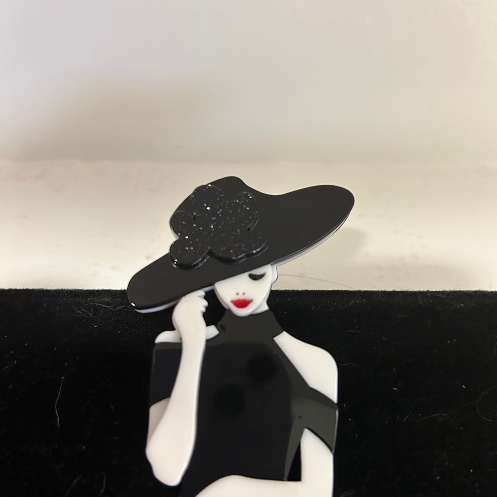Stylish Black and White Lady Brooch